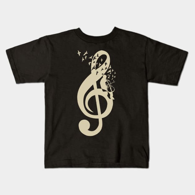 Treble Clef - Music Cello - Vintage Kids T-Shirt by barmalisiRTB